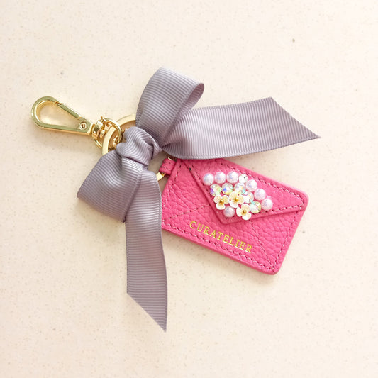 Buy Curatelier Sharyl Faux Fur Mint Green Pom Pom Powder Puff Ball With  Pink Grosgrain Ribbon Key Ring Bag Charm